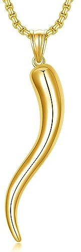 Shusukue Gold Italienische Horn Kette 925er Silber Italian Amulett Cornicello Halskette Damen Geschenk für Frau