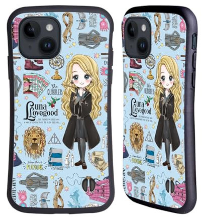 Head Case Designs Offizielle Harry Potter Luna Muster Deathly Hallows XXXVII Hybride Handyhülle Hülle Huelle kompatibel mit Apple iPhone 15