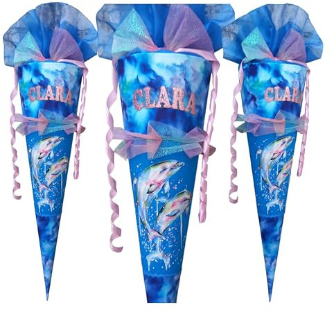 Delphin Schultüte passend zum Ocean Beckmann, für Mädchen, genäht, mit Name versehen