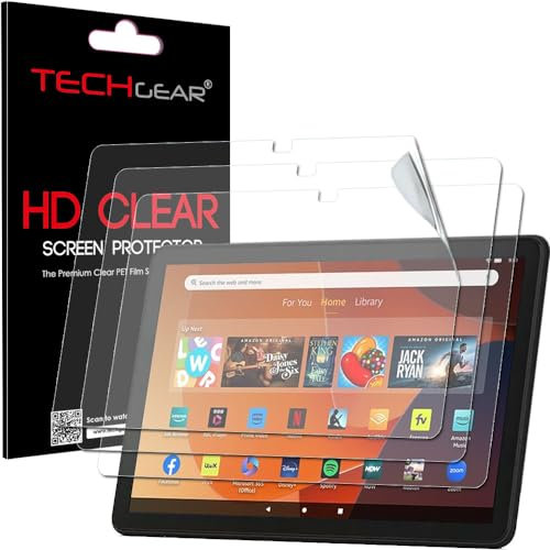 TECHGEAR 3 Pack Screen Protectors for New Amazon Fire HD 10 / HD 10 Kids (2023 / 13th Generation) [New EASY-FIT] CLEAR Edition Screen Protector Guard Covers