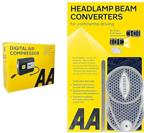 AA 12V Digital Tyre Inflator AA5502 – For Cars Other Vehicles Inflatables Bicycles & Car Headlamp Headlight Beam Converters Adaptors Benders AA8338 – EU Driving Essential