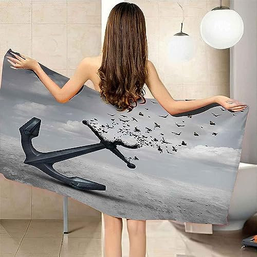 Kreativer Anker 150 X 200 cm Sandabweisend Schnelltrocknend Mikrofaser Strandtuch Groß, Für Strand/Poolside/Strandstühle Schnell Trocknendes Strandtuch, Sanddicht, Wasserabsorbierend, Sonnen -7O9S4T1