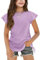 Arshiner Maglietta Bambina Top in Cotone Viola Maglietta Slim per Bambini Girocollo Manica Corta con Coulisse 10-11 Anni