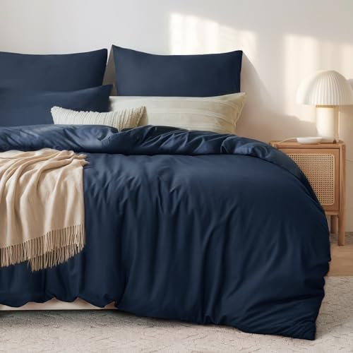 Tifschlaf Bettwäsche 200x220 3 teilig Blau, Mikrofaser 1 Bettbezug 220x200 cm + 2 Kissenbezüge 80x80 cm, ÖKO-TEX Bettwäsche-Sets mit Reißverschluss Weich und Bügelfrei Deckenbezug