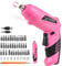 Durofort 3,7V Mini Cordless Akkuschrauber,3Nm kleiner akkuschrauber,Satz mit 48 Schraubendreherbits mit 2-Positionen-Griff, biegsamer Schaft LED-Licht, für Frauen geeignet