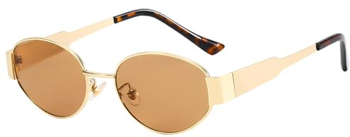 Wvu & Wvo Retro Sonnenbrille Damen Herren, Retro Damen Sunglasses, UV400-Schutz, Runde Retro-Sonnenbrille, für Reiten, Angeln (Braun)