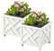 Taylor & Brown Set of 2 | Lattice Design Planter Box | 14.5-Inch | Square Decorative Outdoor Flower or Plant Pot Container | Polypropylene | Front Porch, Patio, and Garden Decor, White