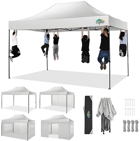 COBIZI 3x4,5 Pavillon Faltpavillon 3x4,5 Wasserdicht Stabil Winterfest 3.0, Gartenpavillon UV Schutz mit 4 Seitenteilen Festival Partyzelt Sonnenschutz Pavillon, Weiß