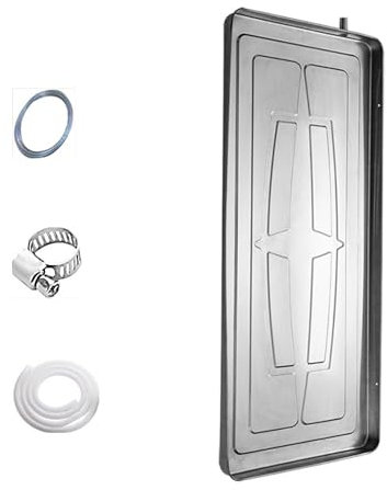 Bac Condensat Clim Bac de Récupération en Acier Inoxydable d'une Seule Pièce, avec Tuyau de Vidange de Condensation, pour Climatisation Intérieure et Extérieure(93 * 44 * 3.5cm)