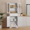 Xbro 170cm Alacena de Cocina, Mueble Despensa Cocina con 2 Armarios y 2 Cajones, Armario Despensa Cocina con Diseño Antivuelco, Alacena de Cocina de Madera para Cocina, Salón, Comedor (Blanco)