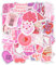 SSKHE Confezione da 60 adesivi in vinile rosa, per scrapbooking, notebook, laptop, valigie, chitarra, skateboard