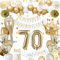 70 Geburtstagsdeko, gold 70 Geburtstag deko für Männer Frauen gold weiße Luftballons HAPPY BIRTHDAY Banner Nummer 70 Luftballons Krone Stern Herz Luftballons HAPPY 70th BIRTHDAY Kuchenaufsatz