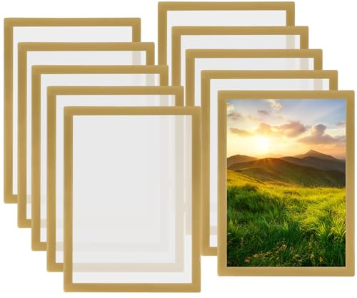 Palmcee 10 x A4-Rahmen, goldfarbener A4-Rahmen, 29,7 x 21 cm, vielseitiger Fotorahmen