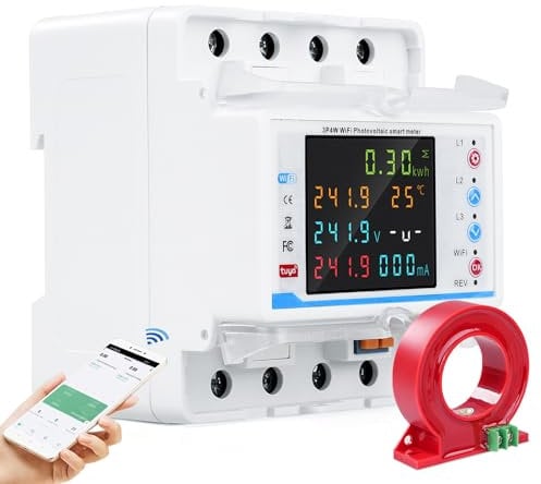 wlan Stromzähler 3 phasen 100A 380V AC Drehstromzähler Smart meter Zweirichtungszähler Mit Zeitsteuerung/Unterspannung/Überstrom/dreiphasige Unsymmetrie/Phasenverlust Schutz mit Stromwandler