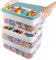 GBACHOOSE Aufbewahrungsboxen mit Deckel, 3 Stufen Transparent Sortierbox, Boxen Aufbewahrung, 30,5 x 20 x 32,5 cm Stapelboxen, Ordnungsboxen für Bausteine ​​und Puzzle