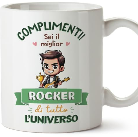 Mugffins Tazza in ceramica per ROCKER uomo 11 oz / 350 ml - In italiano - Miglior Universo Trofeo - Idea regalo per compleanno, anniversario, natale, laurea