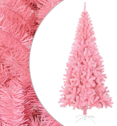 Myheimly Künstlicher Weihnachtsbaum mit Ständer Christbaum Tannenbaum Dekobaum Kunstbaum Weihnachten Dekoration Weihnachtsdeko PVC Rosa,210 x 110 cm