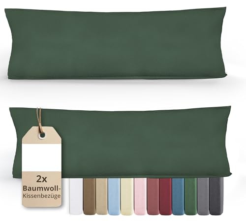 Greenline 100% Baumwolle 2er Set Kissenbezug 40 x 145 cm Dunkelgrün