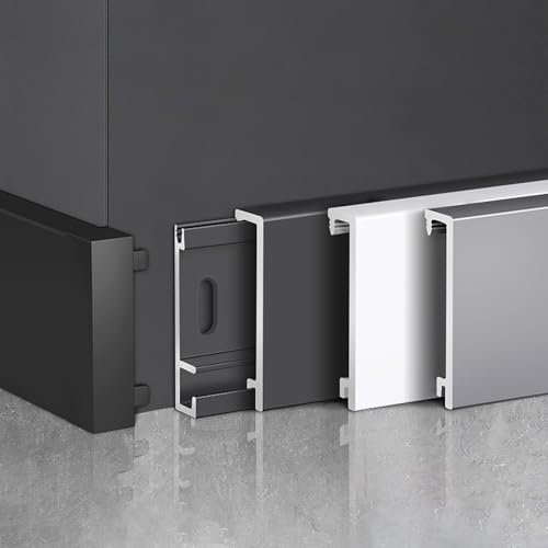 Raouoae Battiscopa In Alluminio Anodizzato Da 125cm - 2 Pezzi Moderni E Decorativi, Perfetti Per Soggiorni E Uffici, Durevoli E Facili Da Pulire(Weiß,Höhe: 40mm)