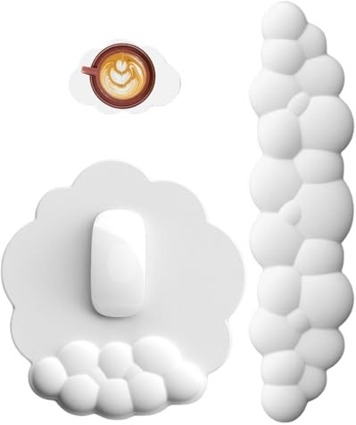Cloud Shape Keyboard Wrist Rest and Mouse Pad Set White
