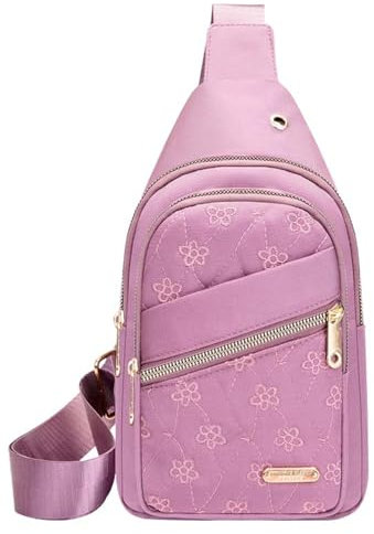VaiKanhai Umhängetaschen für Damen und Herren, zum Wandern, Umhängetasche, Bakpack mit Kopfhörerloch, Schultergurt, Körpertasche für Reisen Rucksack Mit Vielen Taschen (Pink, A)