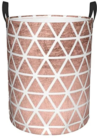 WKSGDSG Round Laundry Basket, Waterproof Oxford Fabric Storage Bin For Clothes Toys Books, Rose Gold Laundry Hamper With Handles & Pe Support Rim, Collapsible Basket For Home, Bathroom