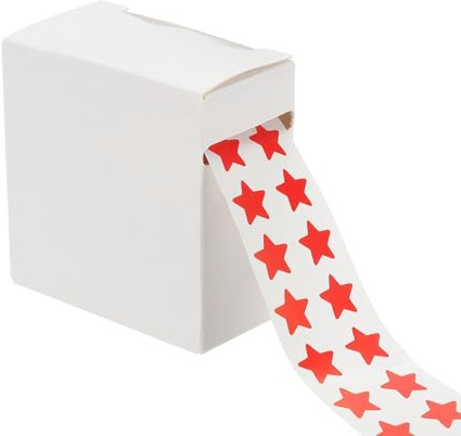PATIKIL 1000 Stück Belohnungssticker Sterne Aufkleber Rot Weiß Vinyl | Star Stickers, Dekorative Stern Aufkleber Rolle, Mit Pappschachtel, Für Lehrerbedarf Schulbedarf Bürobedarf Basteln