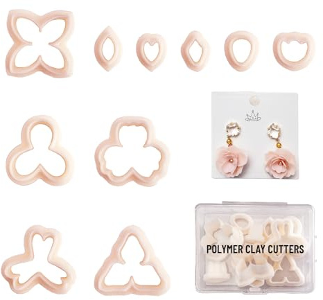 Zzcy Polymer Blumen Ausstecher Mini Tonschneider 10 Formen Blumen Tonschneider Mini-Blütenblatt-Ausstechformen für Polymer Ton Schmuck, DIY-Ohrringe mit Transparenter Aufbewahrungsbox