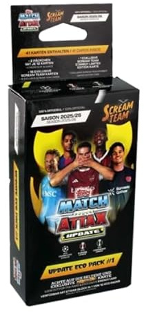 Topps Match Attax Champions League 2025/26 ECO Pack Update #1 „Scream Team“ – 2 Kartenpäckchen + 1 Special Pack | Exklusive Sammelkarten & Limitierte Karten möglich - inkl. Heartglobal Versandschutz