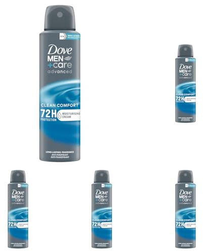 Dove Dove Men + Care, Deodorant für Herren, mit 1/4 Feuchtigkeitscreme, feuchtigkeitsspendende und hautfreundliche Formel, Schutz bis zu 72 Stunden, 150 ml (Packung mit 5)