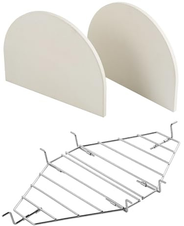 Grillflame Ceramic Grill Heat Deflectors Racks Replacement Parts for Primo Oval Xl 400 Grill Accessories G420 G400 Heat Reflector Plates Kamado Oval Pizza Stone Holder Drip Pan Rack Grill Parts