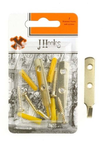 X Brass J Hooks 2 Pack Blister - 12864