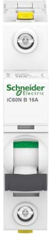 Schneider A9F03116 Disjoncteur iC60N, 1P, 16A, B Charakteristik, Blanc