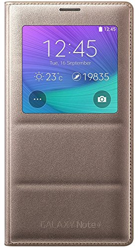 Samsung EF-CN910BEEG Custodia S-View per Galaxy Note 4, Platino/Oro