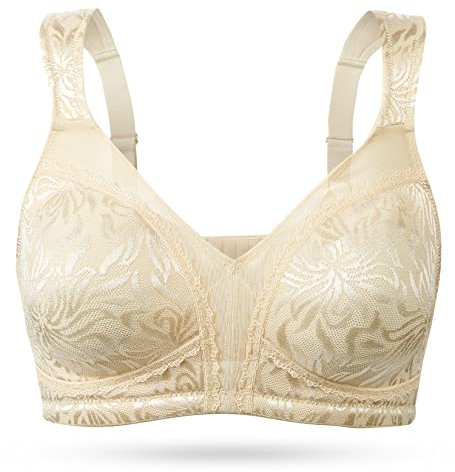 WingsLove Women's Full Cup Minimizer Bra Wide Straps Non-Wired No Padding Bra Comfort Plus Size (Nude 40C)