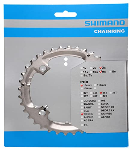 SHIMANO Unisex – Erwachsene Deore Fc-m532 Kettenblatt, silber, 36 Zähne EU