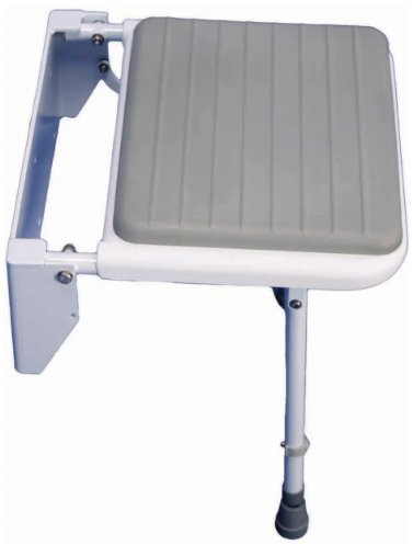 Aidapt Solo Standard Padded Shower Seat with Legs Wall Mounted,Drop Down,Fold Flat Against Wall,Clip On/Off seat,Adjustable,Compact,Space Saver,Elderly,Disabled,Pregnant,Fixing Screws NOT Supplied