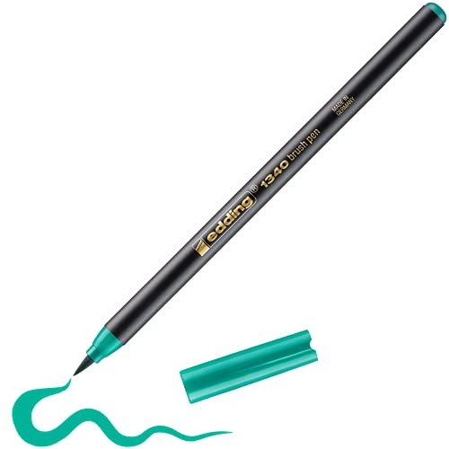 edding 1340 Pinselstift - grün - 1 Stift - flexible Pinselspitze - Filzstift zum Malen, Schreiben und Zeichnen - Bullet Journals, Hand-Lettering, Mandalas, Kalligraphie