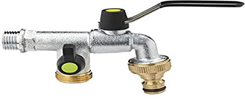 Robinet avec prise supplémentaire adapté pour jardins. Finition chromée. En Blister.