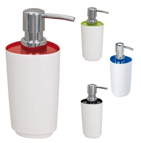 WENKO Seifenspender Alcamo - Melamin - Spender für Seife oder Lotion - Flüssigseife Dispenser - Shampoospender, Farbe:Rot