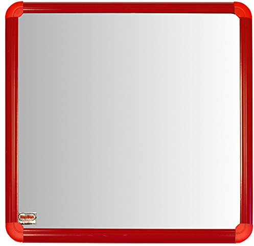 HenBea 884/1 - Espejo Parchis de Seguridad para niños, Metacrilato Cuadrado, Marco Aluminio Lacado Rojo (45x45 cms)
