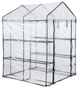 Gewächshausgarten für Pflanzen und Blumen Stahlrahmen 4 Fachböden, decken ...