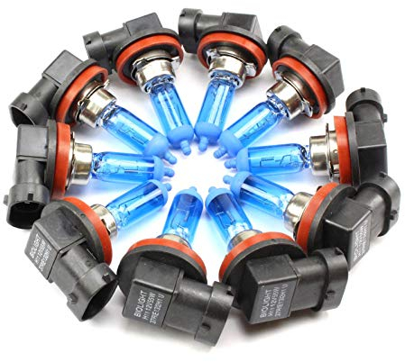 INION® SET- 10x Stück H11 55W PGJ19-2 12V UV-Kristallglas mit GAS - XENON OPTIK Halogen Lampen Long Life Birnen Super White