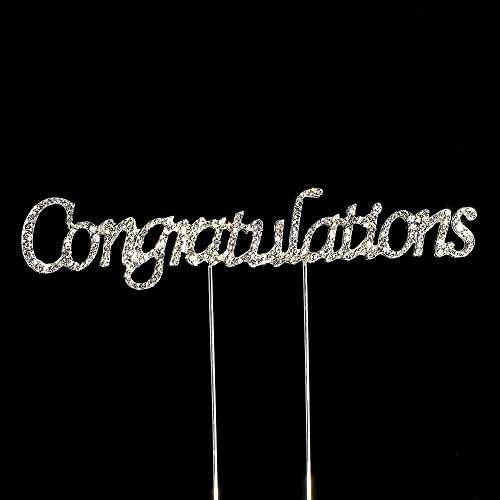 17.5cm x 3cm Congratulations Diamante Rhinestone Cake Topper Decoration