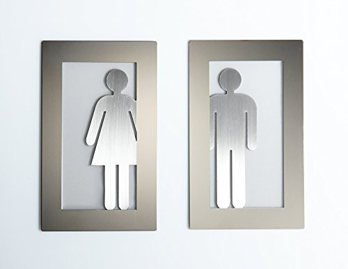 Schönbeck Design Produktbild Türschild Set Frau+Mann Toilettenschild, Edelstahl gebürstet, poliert und teilgebürstet erhältlich - MADE IN GERMANY (teilgebürstet)