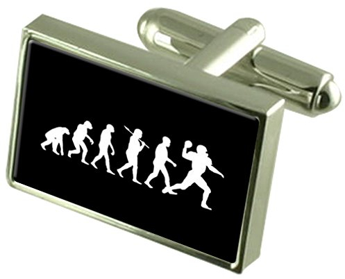 Select Gifts Evolution Affen zum Menschen American Football Manschettenknöpfe Gravur Box