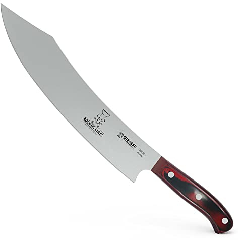 Giesser since 1776 - Made in Germany - Coltello da cuoco, 30 cm, Rocking Chefs, PremiumCut Barbecue No 1, coltello da cucina, rosso, rivettato, inossidabile, coltello da griglia tedesco