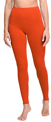 Ladeheid Leggings Damen aus Baumwolle Bequeme und Lange Leggins für Frauen für Frühling Sommer Herbst Winter Saison LA40-133 (Orange, M)