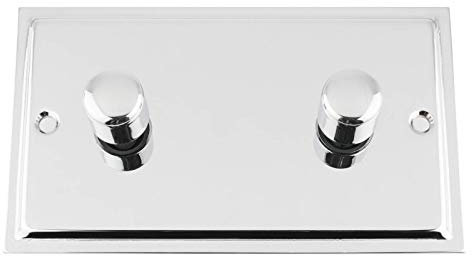 Slimline Polished Chrome Light DIMMER 2 Gang 1000W