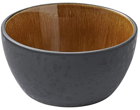 BITZ saladier, bol, bol à céréales, bol à snacks en faïence, 12 cm de diamètre, noir/ambre